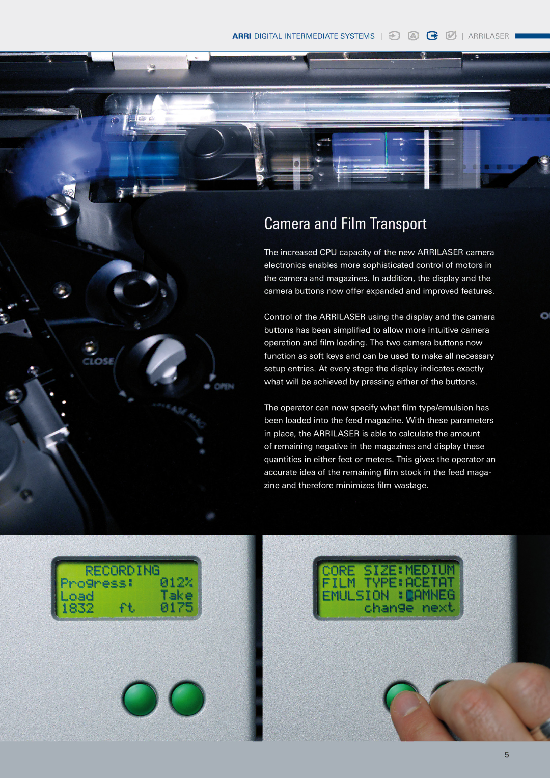 ARRI ARRILASER manual Camera and Film Transport 