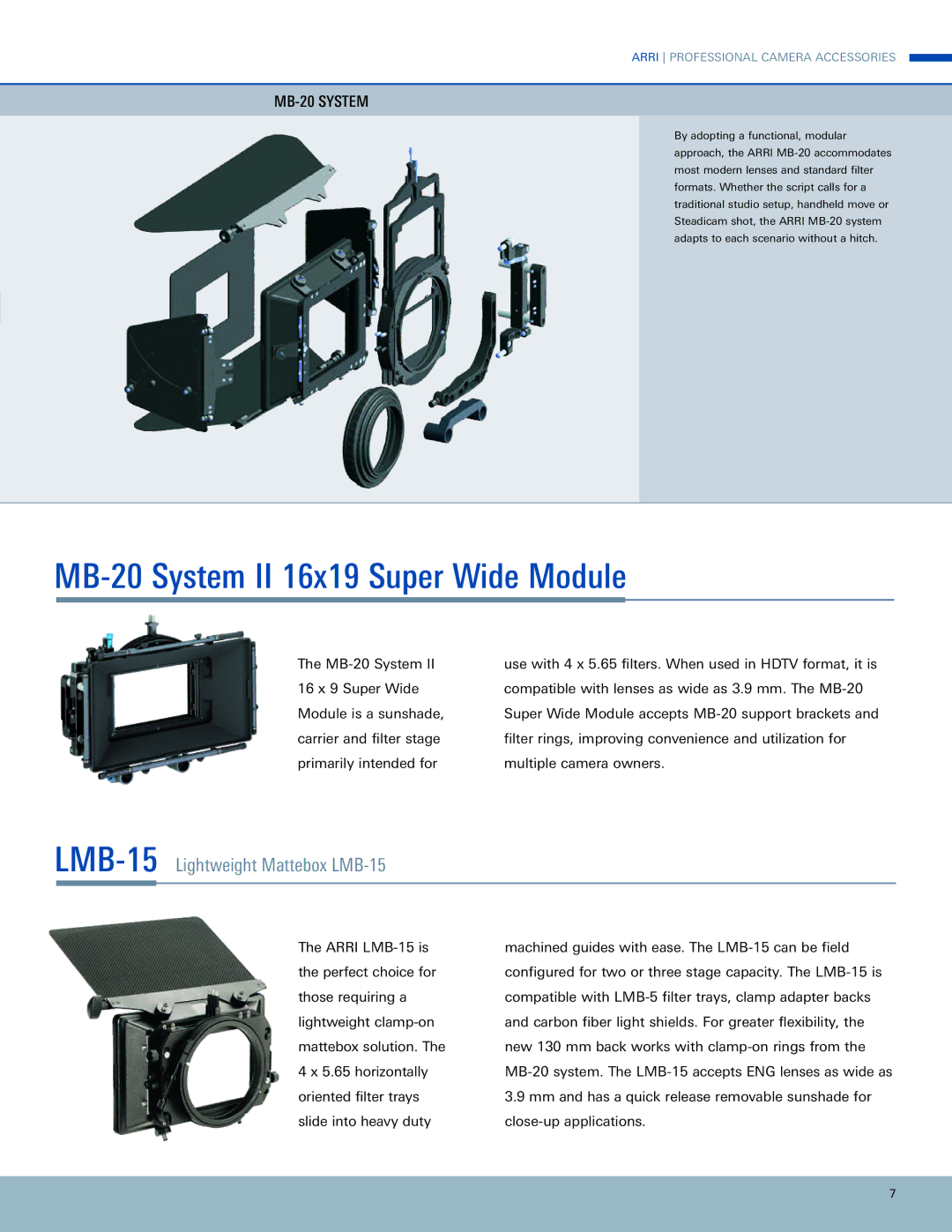 ARRI manual LMB-15Lightweight Mattebox LMB-15, MB-20 System 