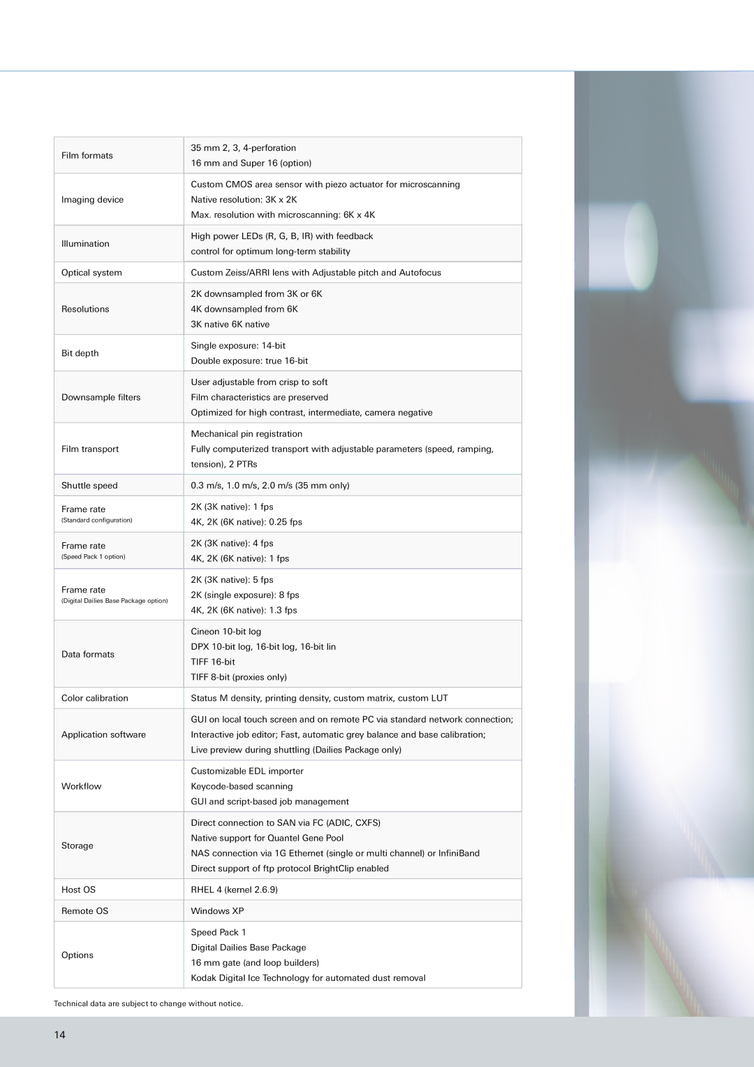 ARRI Speed3K manual Technical Data 