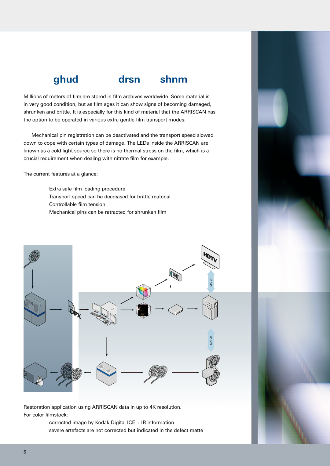 ARRI Speed3K manual Archive & Restoration, Current features at a glance 