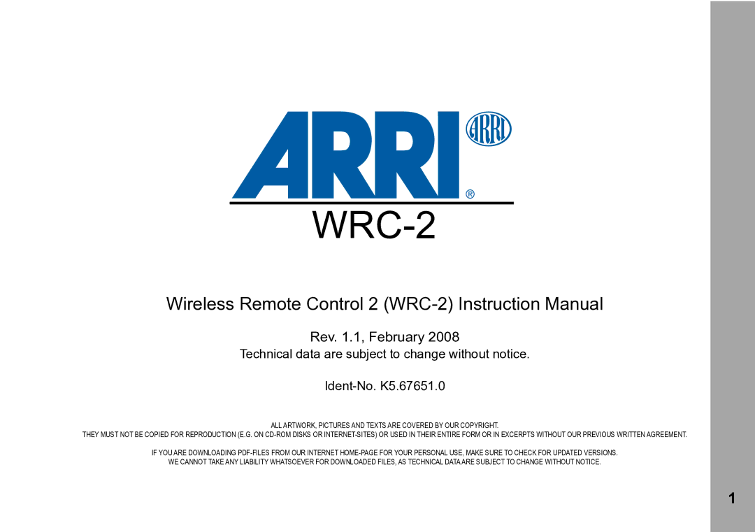 ARRI WRC-2 instruction manual 