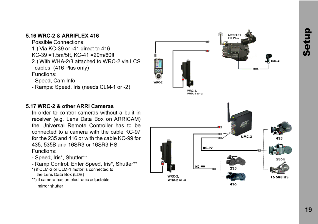 ARRI instruction manual WRC-2 & Arriflex 416 Possible Connections, WRC-2 & other Arri Cameras 