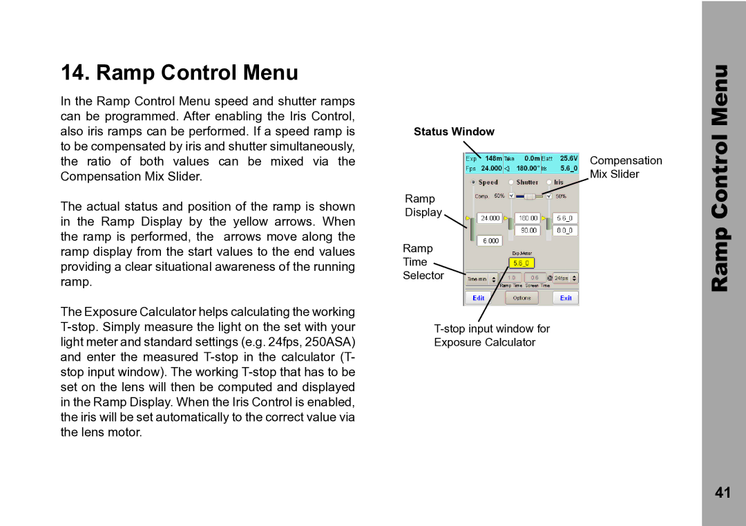 ARRI WRC-2 instruction manual Ramp Control Menu 