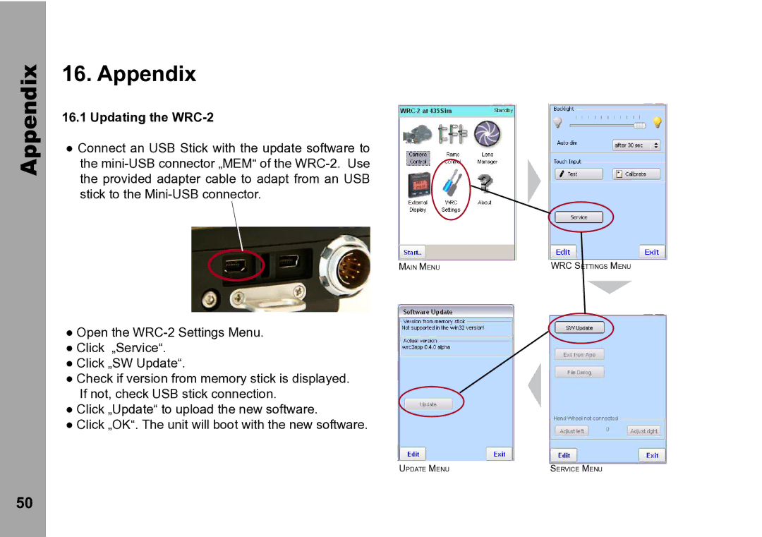 ARRI instruction manual Appendix, Updating the WRC-2 