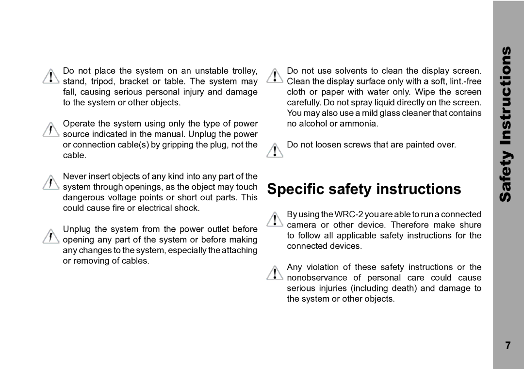 ARRI WRC-2 instruction manual Specific safety instructions 