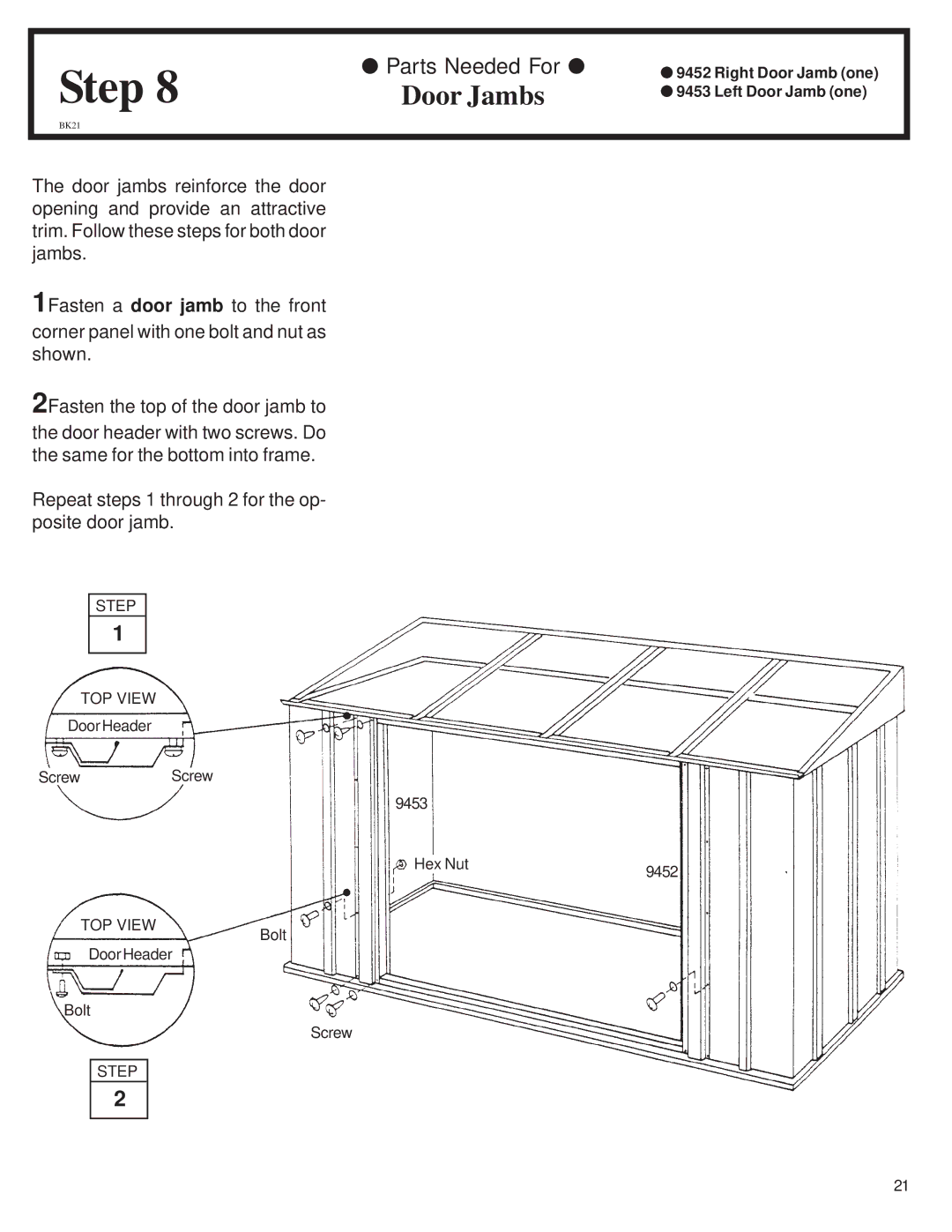 Arrow Plastic CL72-A owner manual Door Jambs 