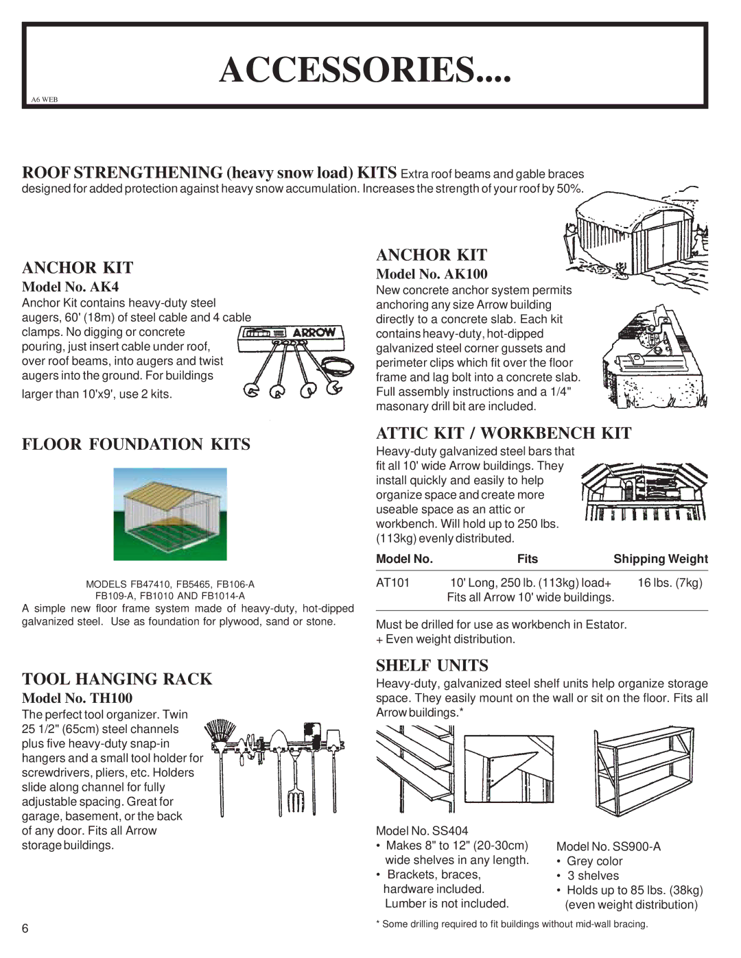 Arrow Plastic CL72-A owner manual Accessories, Anchor KIT 