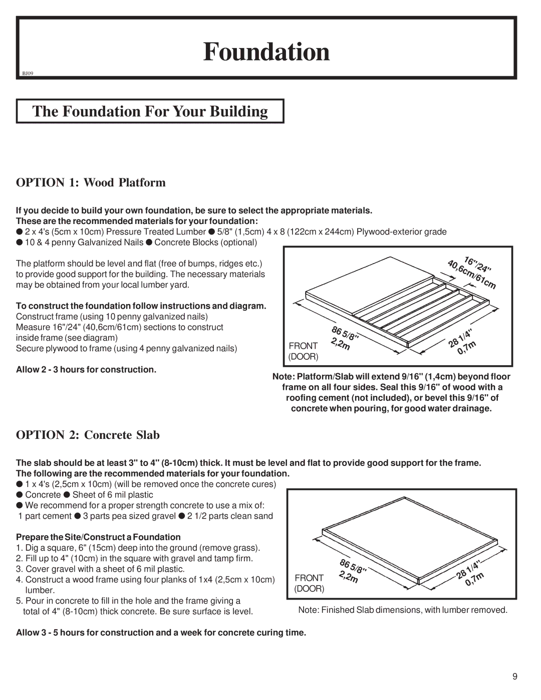 Arrow Plastic CL72-A owner manual Foundation For Your Building 