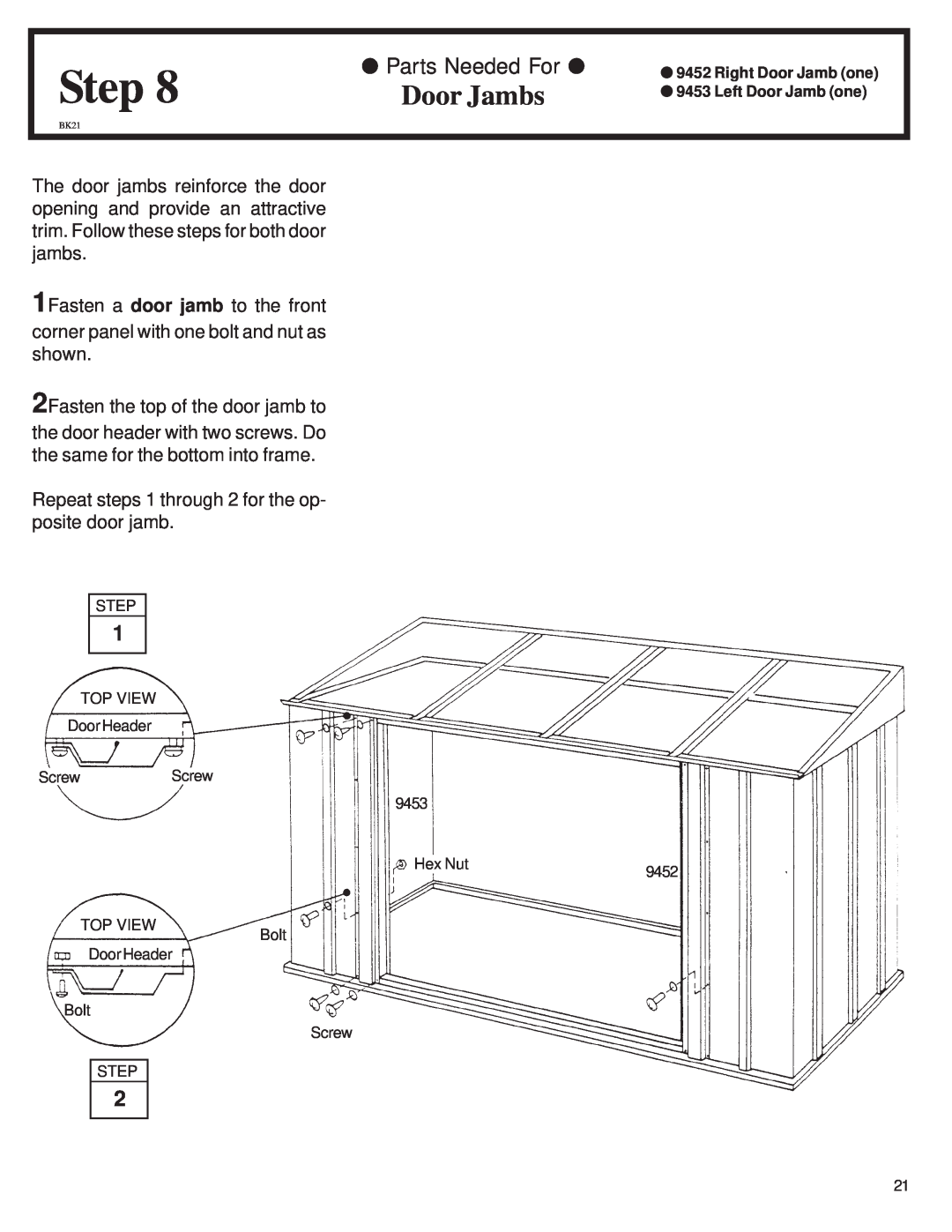 Arrow Plastic CL72-A owner manual Door Jambs, Step 