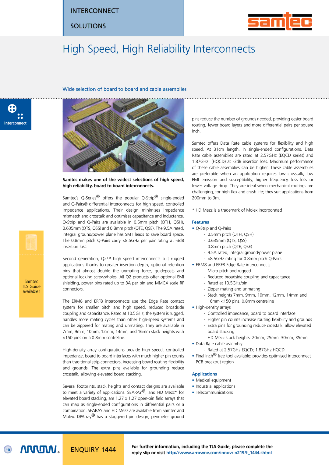 Arrow Plastic Network Card manual High Speed, High Reliability Interconnects 