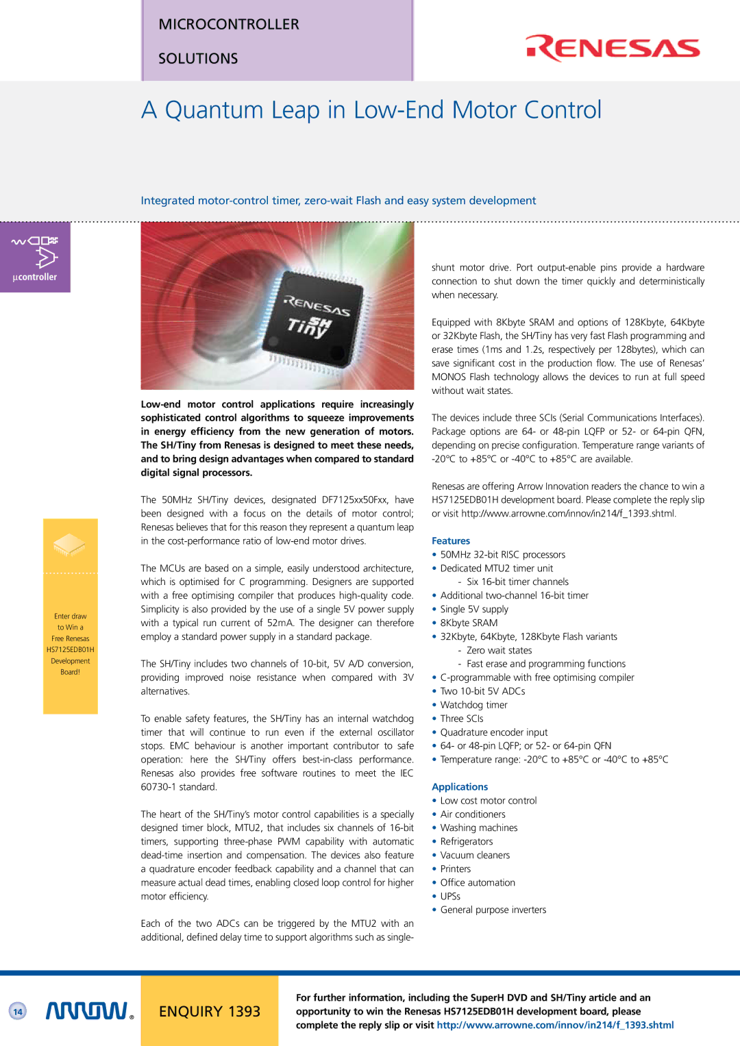 Arrow Plastic Network Card manual Quantum Leap in Low-End Motor Control 