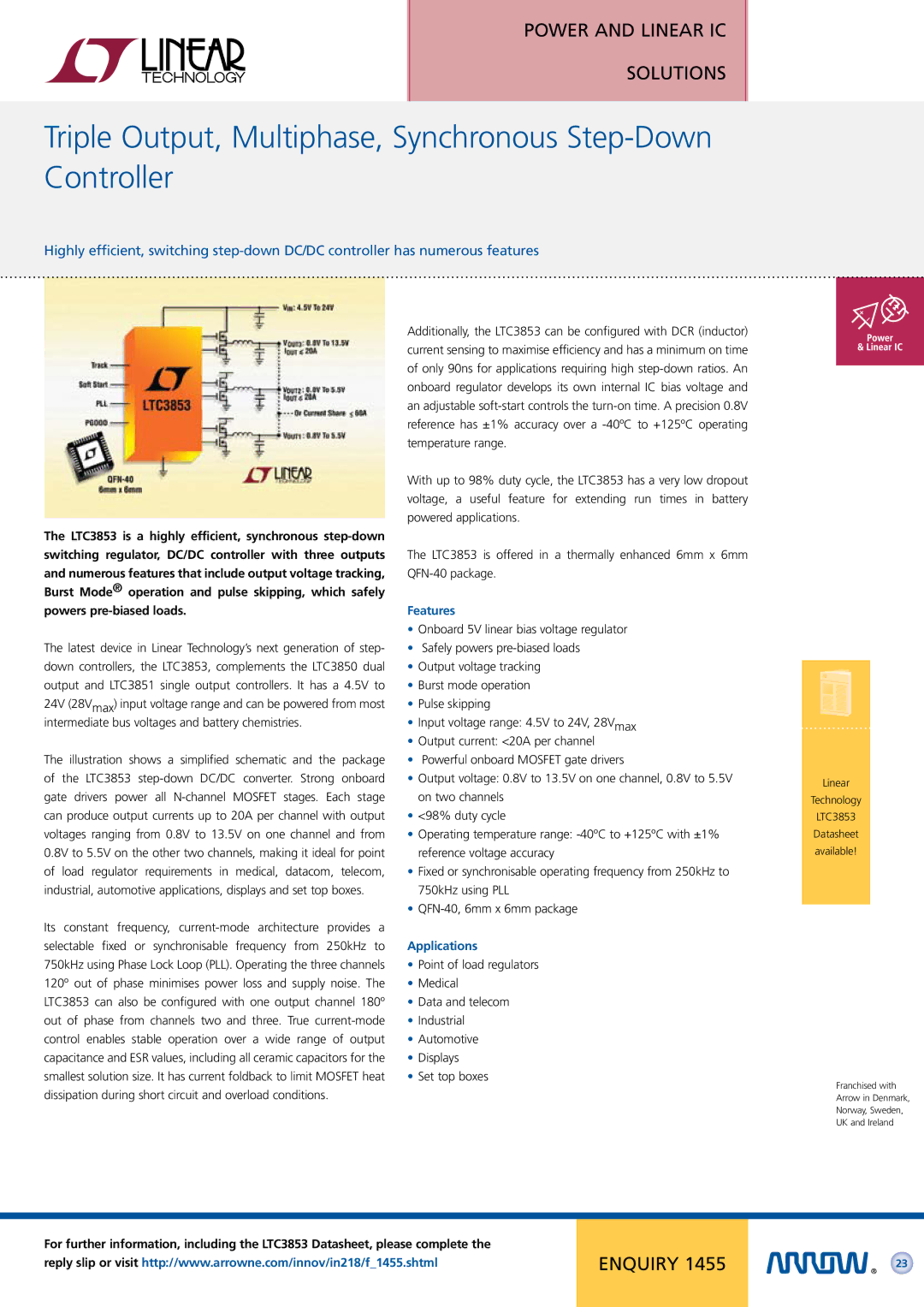 Arrow Plastic Network Card manual Triple Output, Multiphase, Synchronous Step-Down Controller 