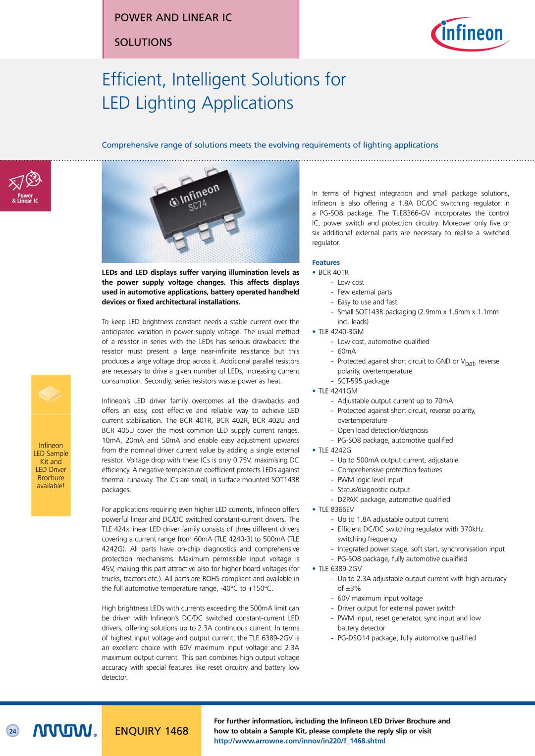 Arrow Plastic Network Card manual Infineon LED Sample Kit LED Driver Brochure available 