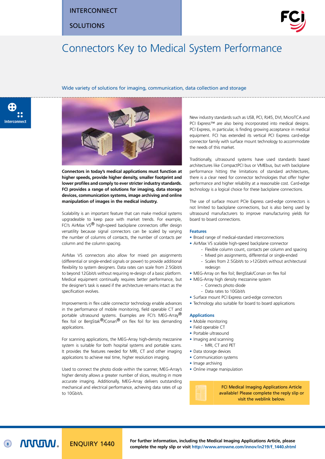 Arrow Plastic Network Card manual Connectors Key to Medical System Performance 