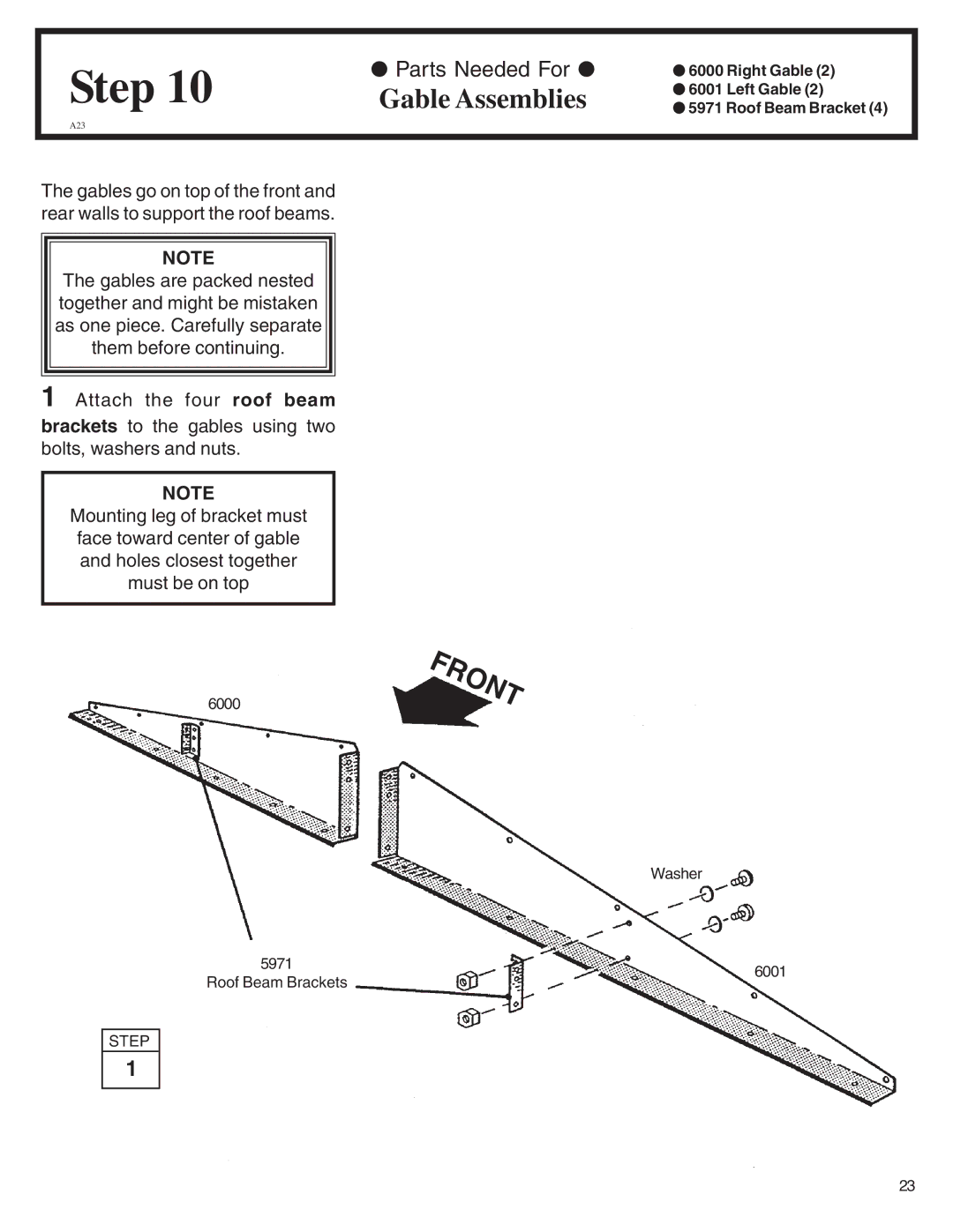 Arrow Plastic VN108-A, SA108-A, NW108-A, PD108-A, EN108-A, HM108-A, NP108, MN108-A owner manual Gable Assemblies 