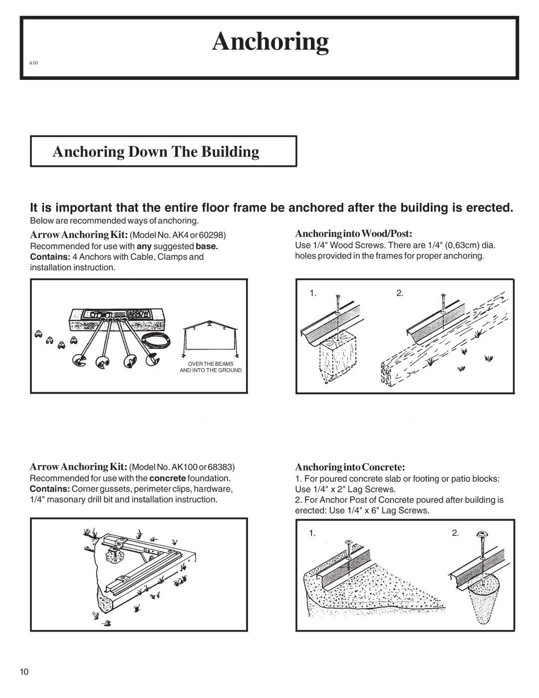 Arrow Plastic EH86S, WL86-A, VL8662-A, LM86, EH86-A, SA8662-A, ML86-A owner manual Anchoring Down The Building 