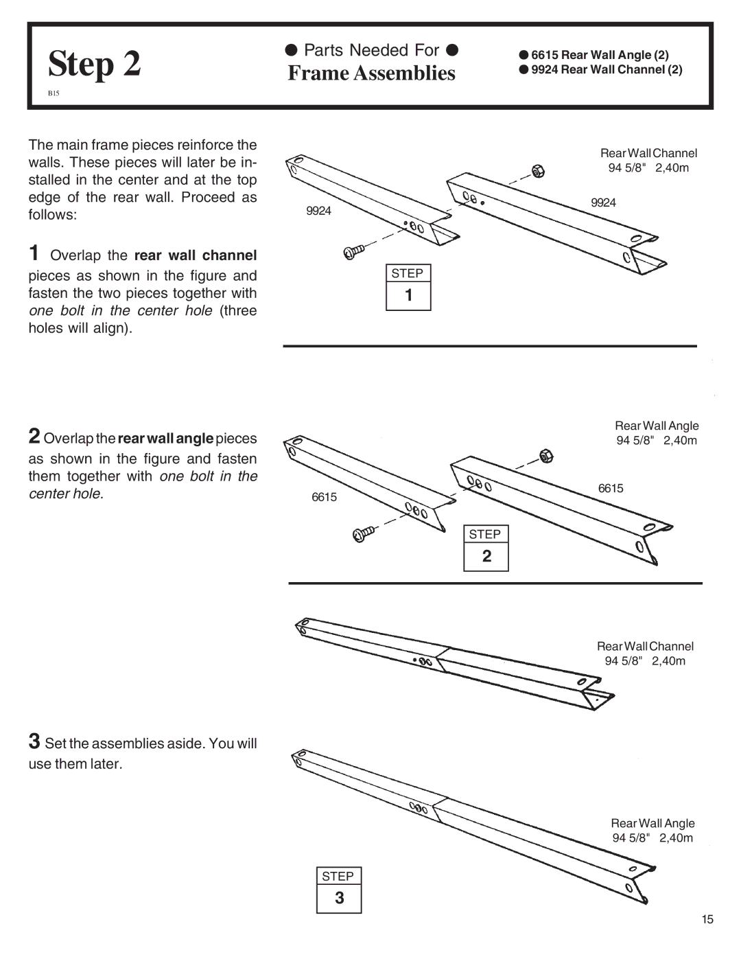 Arrow Plastic VL8662-A, WL86-A, LM86, EH86S, EH86-A, SA8662-A, ML86-A Frame Assemblies, Overlap the rear wall channel 