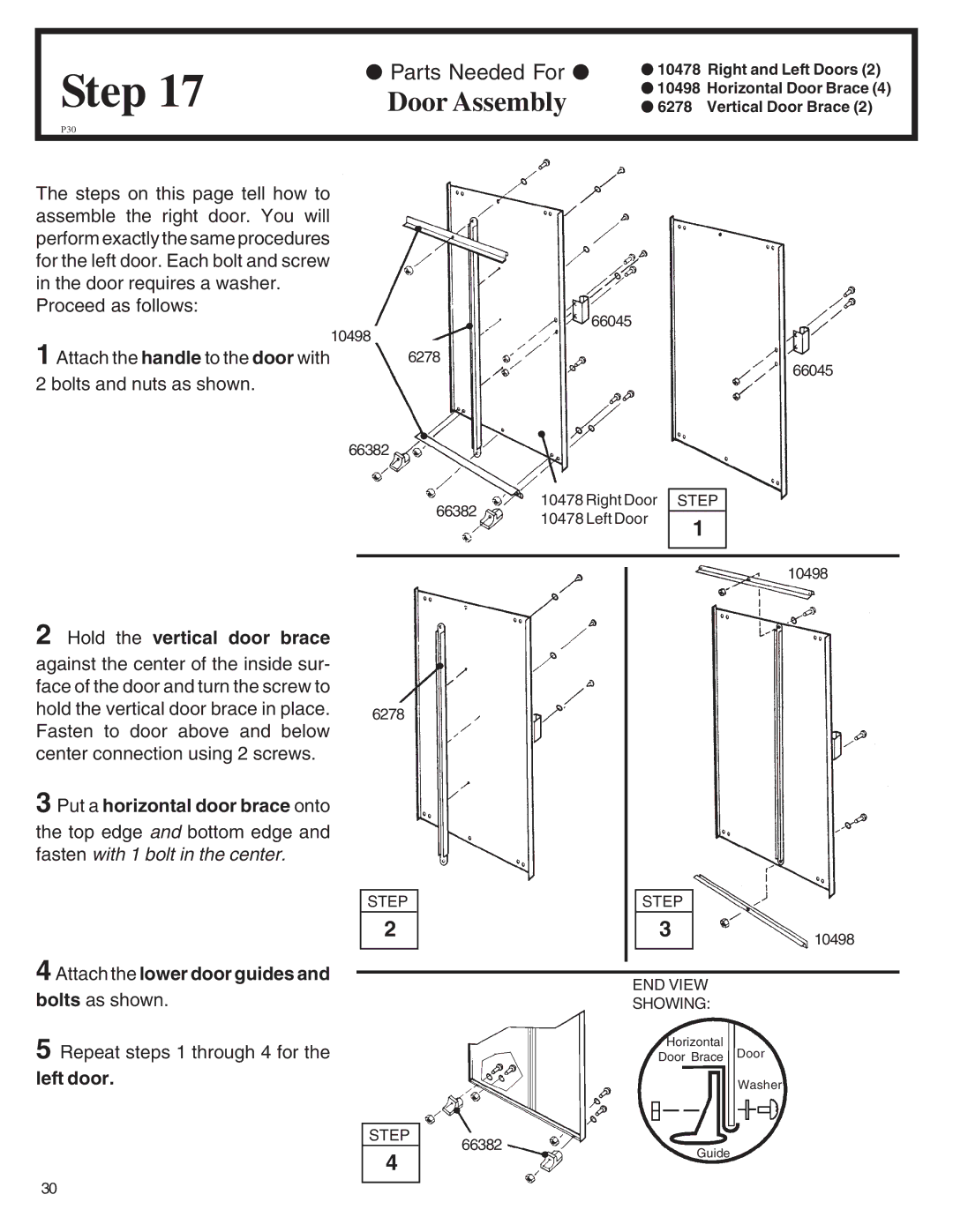 Arrow Plastic LM86, WL86-A, EH86S Door Assembly, Hold the vertical door brace, Put a horizontal door brace onto, Left door 