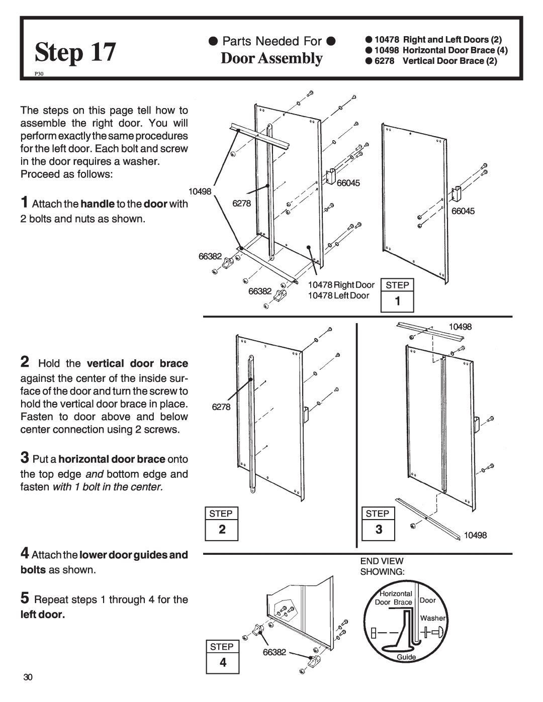 Arrow Plastic LM86, WL86-A Door Assembly, Step, Hold the vertical door brace, Put a horizontal door brace onto, left door 