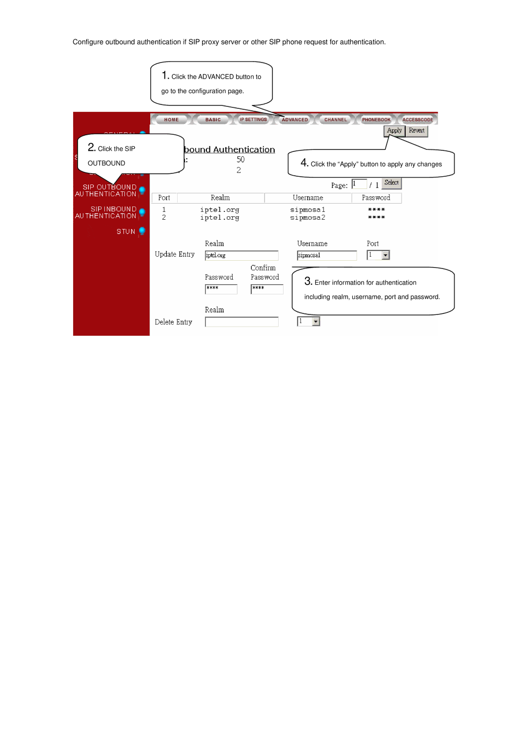 ArtDio IPC 1000 manual Outbound 