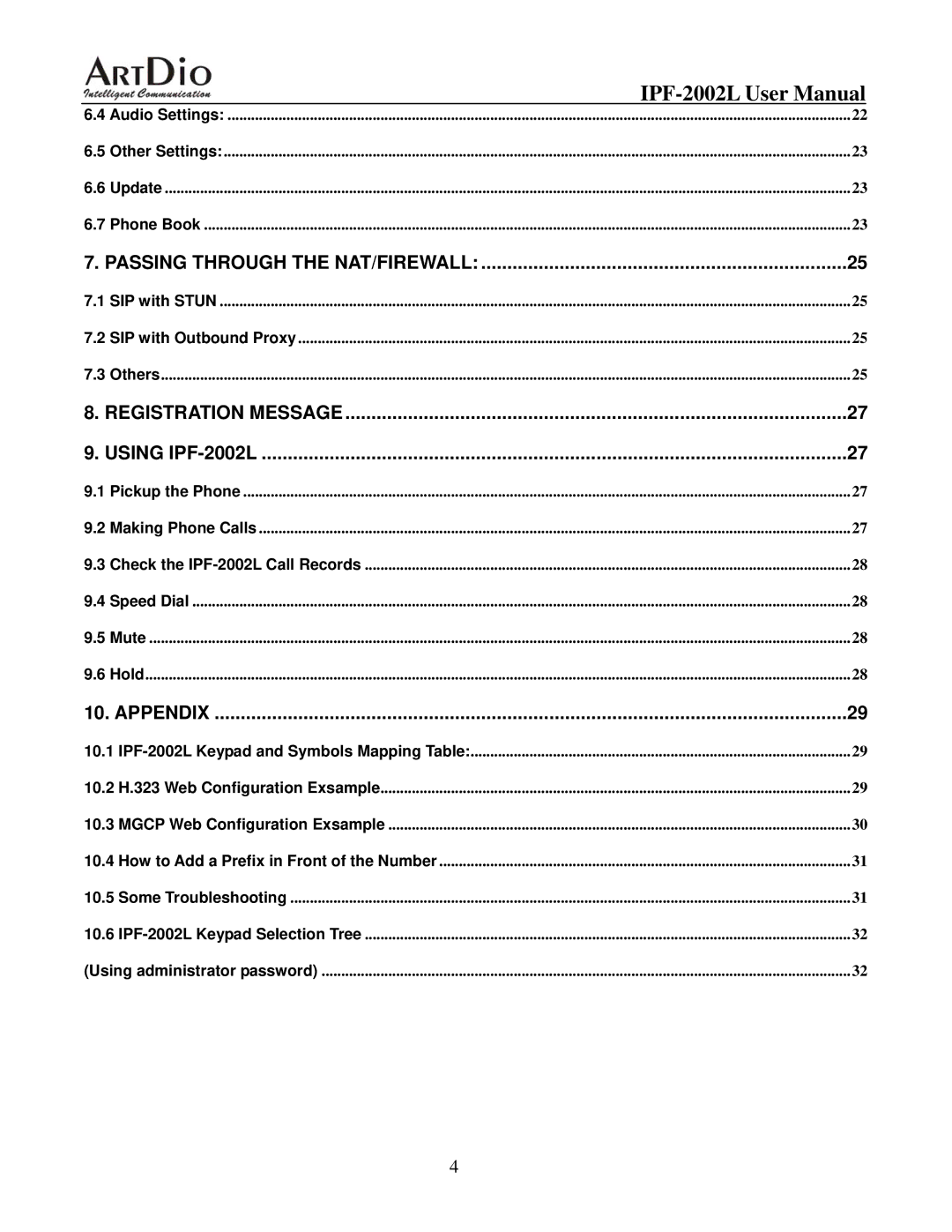 ArtDio IPF-2000L user manual Passing Through the NAT/FIREWALL 