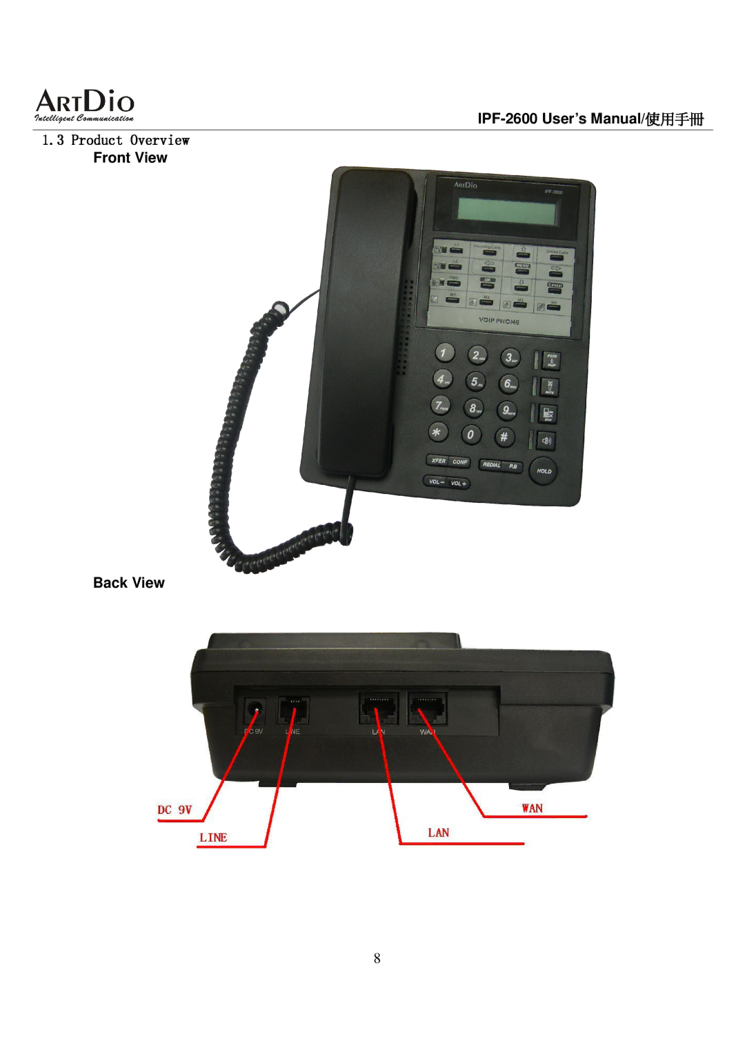 ArtDio IPF-2600 user manual ProductFrontOverviewView 