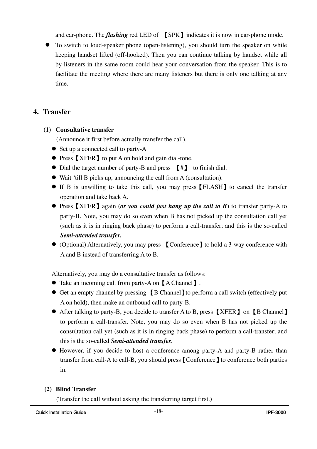 ArtDio IPF-3000 manual Transfer, Consultative transfer 