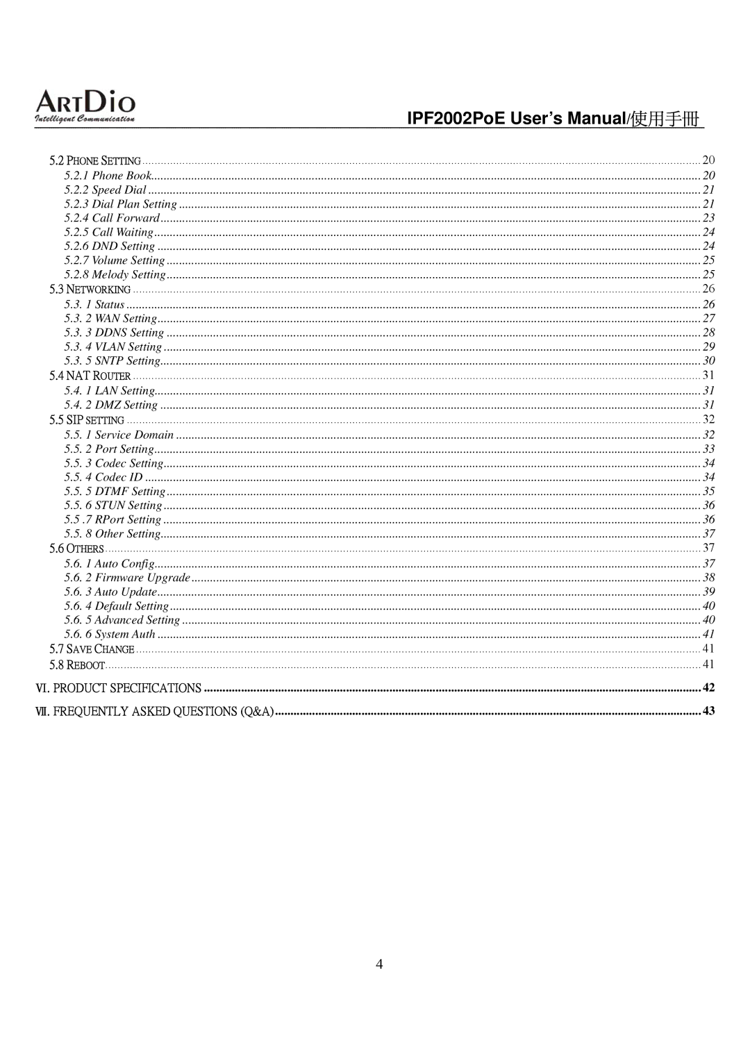 ArtDio IPF2002PoE user manual Ⅶ. Frequently Asked Questions Q&A 