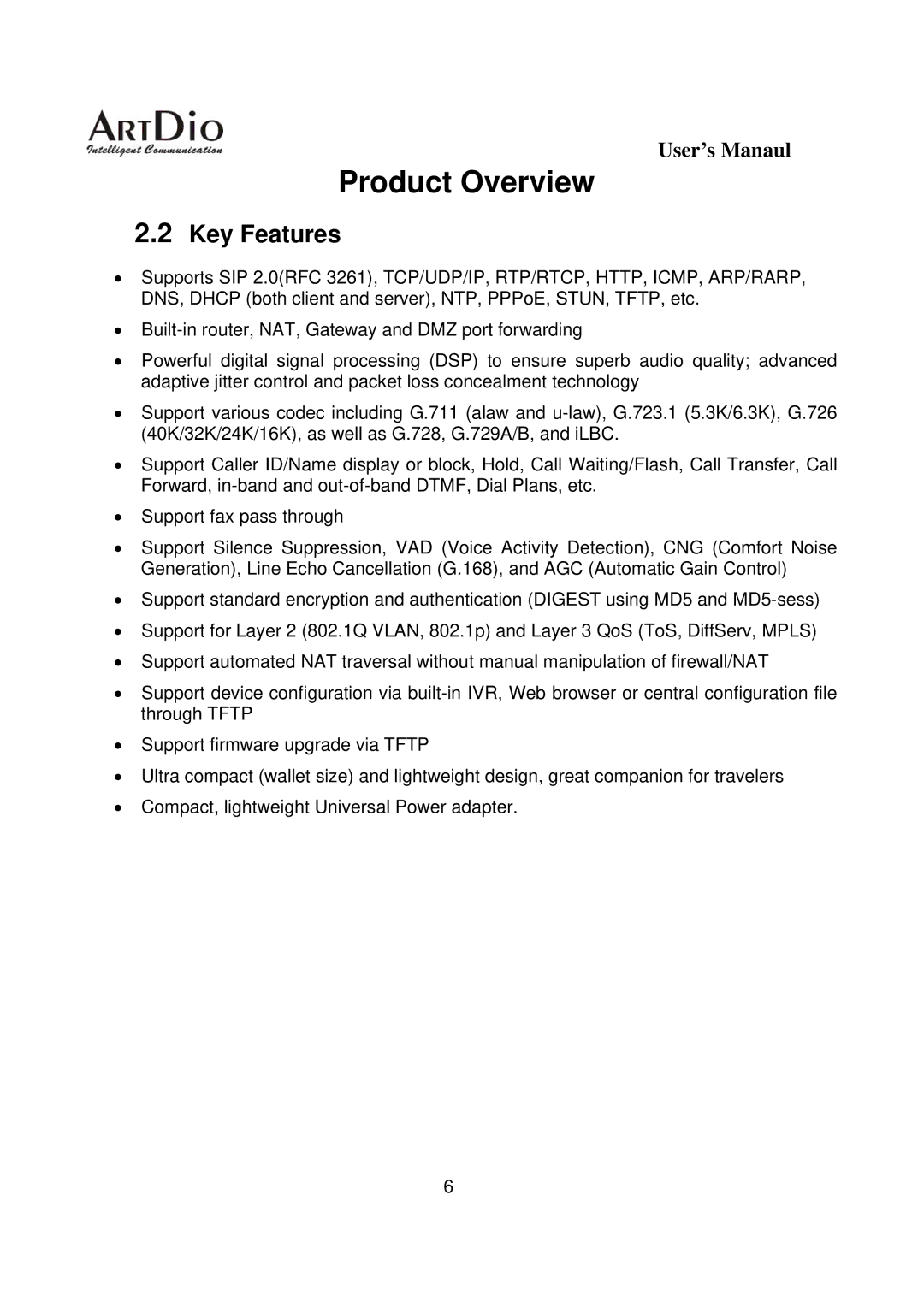 ArtDio IPS-3101h user manual Product Overview, Key Features 