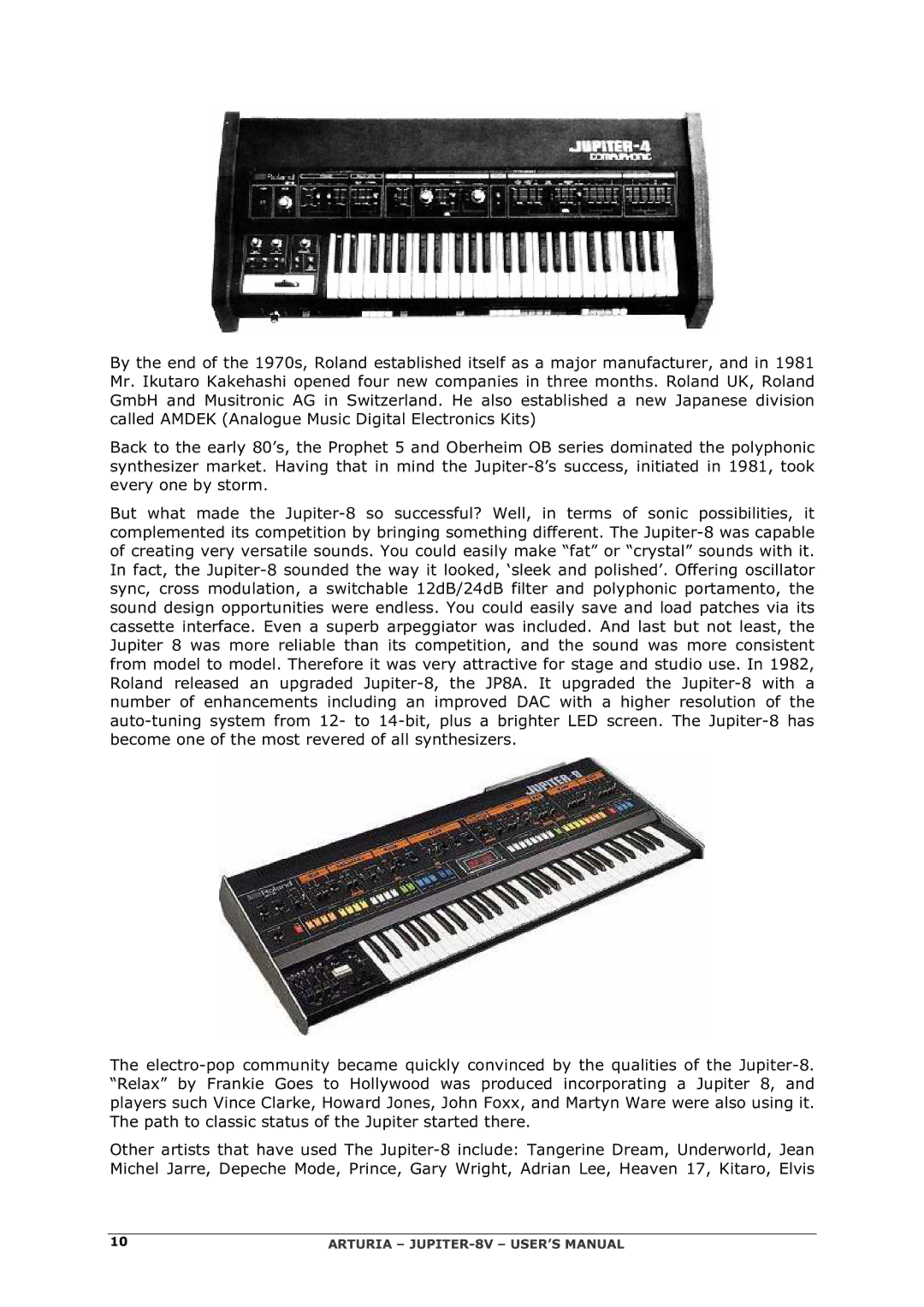 Arturia 2 manual Arturia JUPITER-8V USER’S Manual 