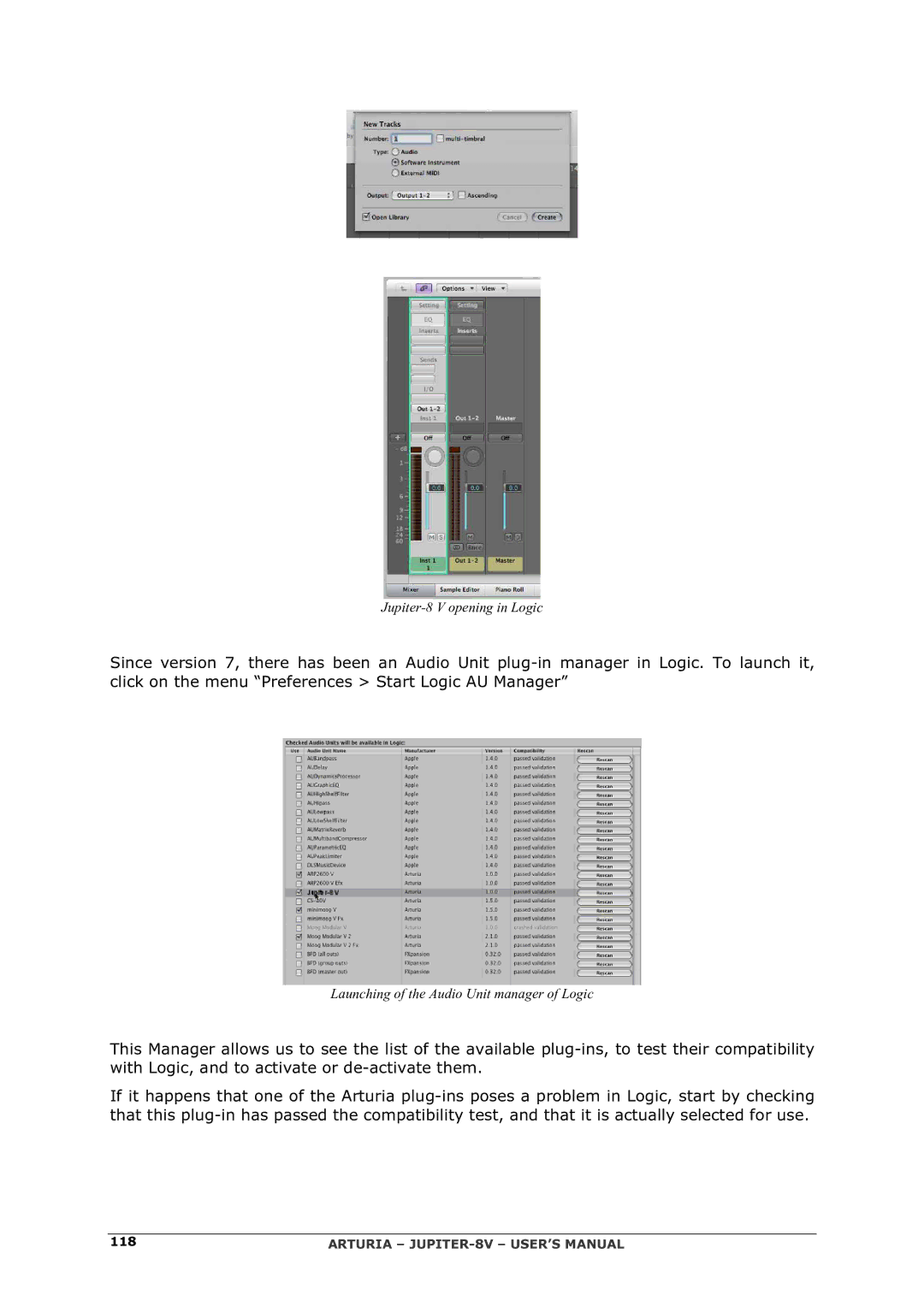 Arturia 2 manual Jupiter-8 V opening in Logic 