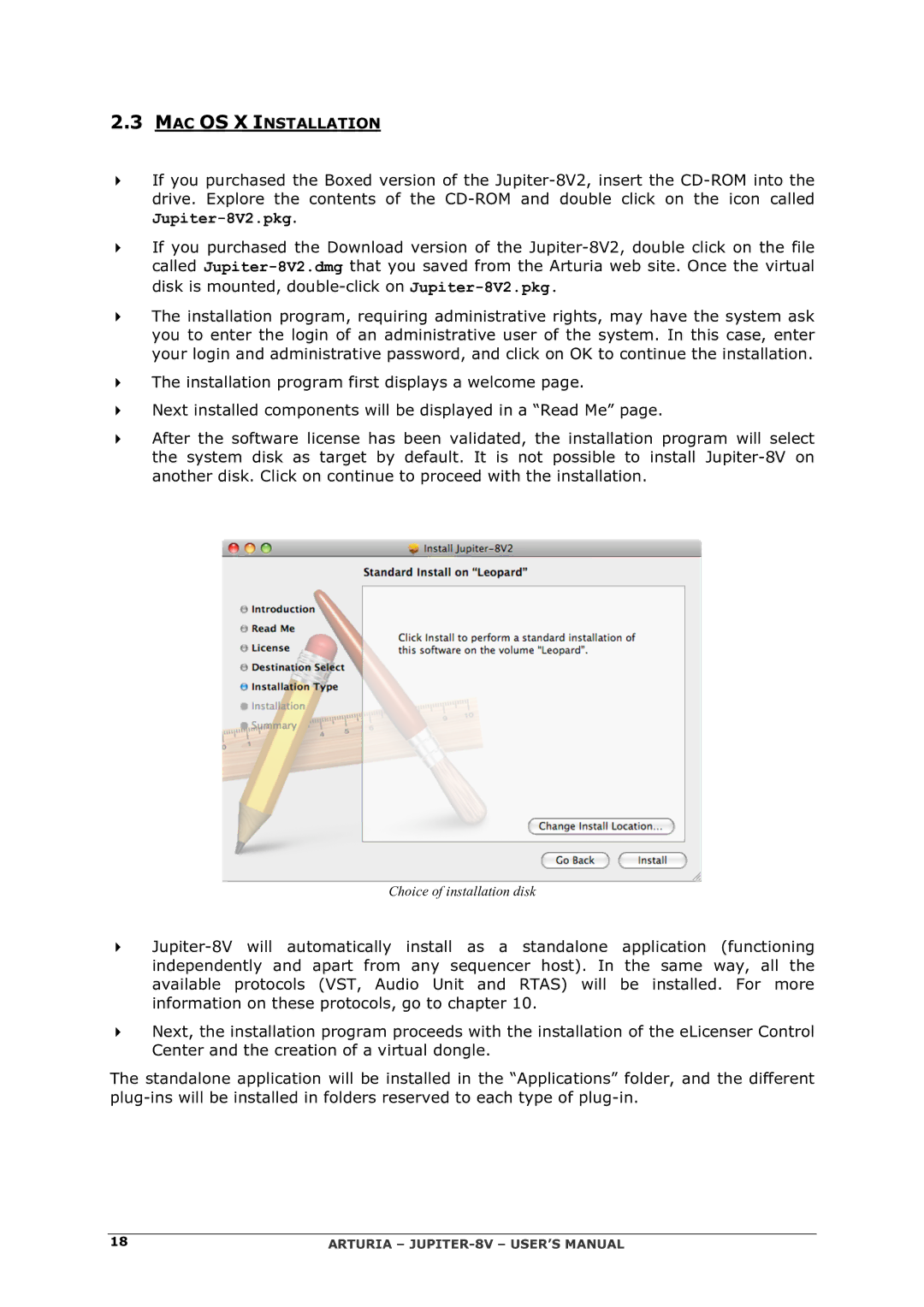 Arturia manual MAC OS X Installation, Jupiter-8V2.pkg 