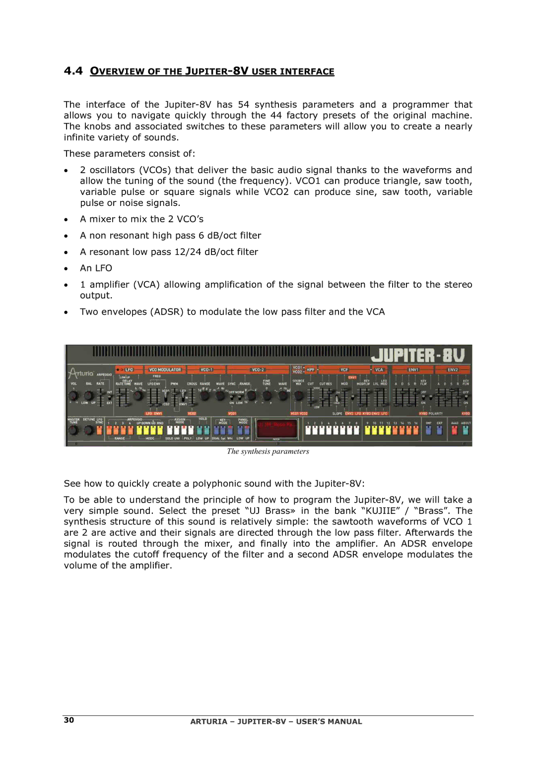 Arturia 2 manual Overview of the JUPITER-8VUSER Interface 