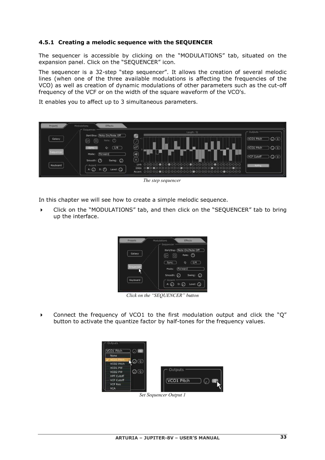 Arturia 2 manual Creating a melodic sequence with the Sequencer 