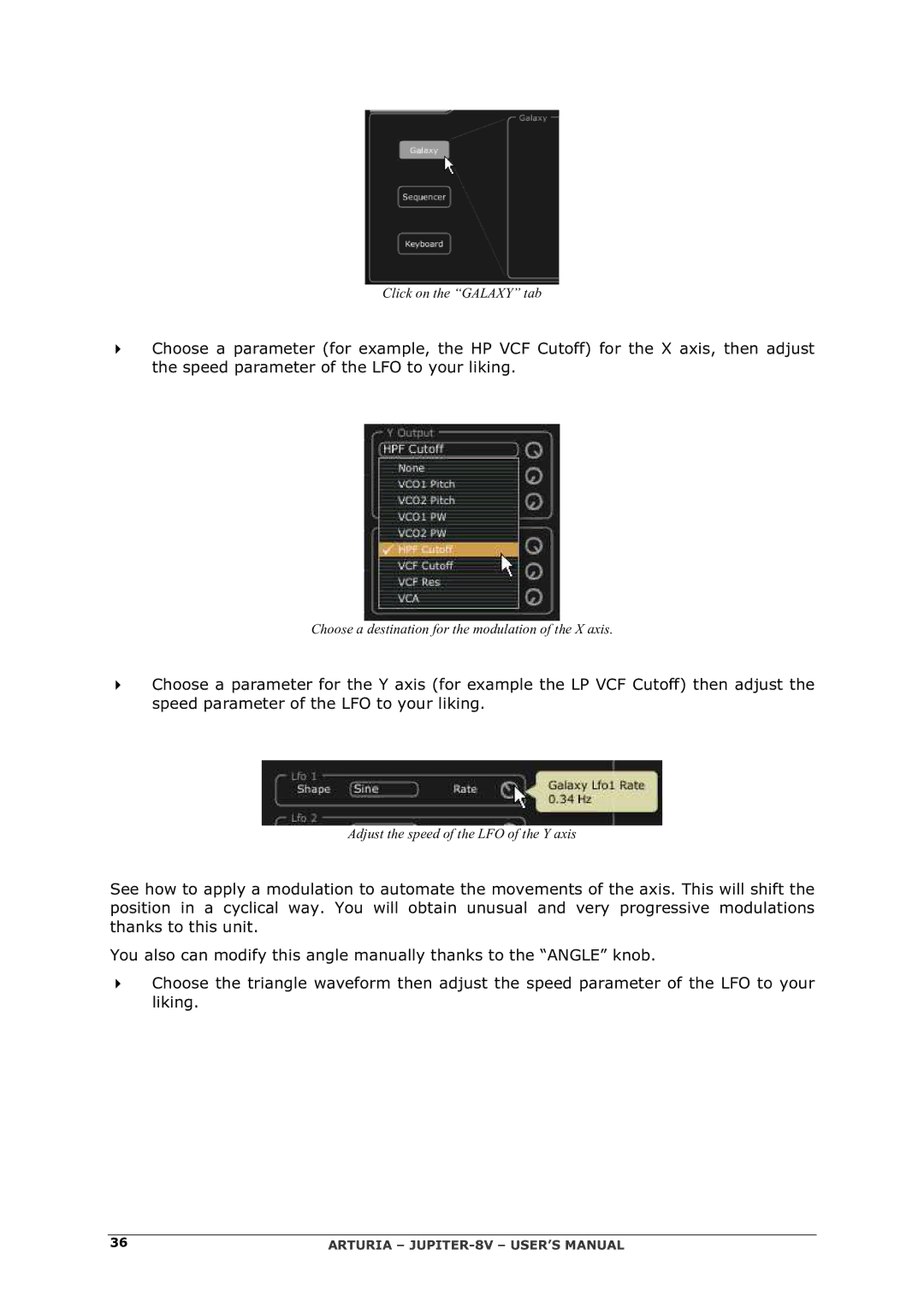 Arturia 2 manual Click on the Galaxy tab 