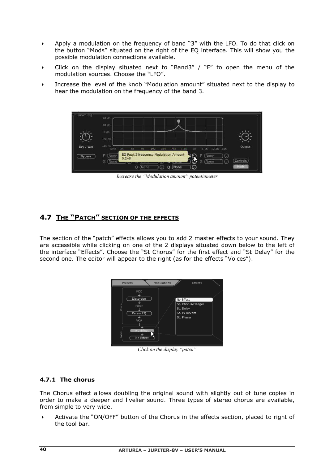 Arturia 2 manual Patch Section of the Effects, Chorus 