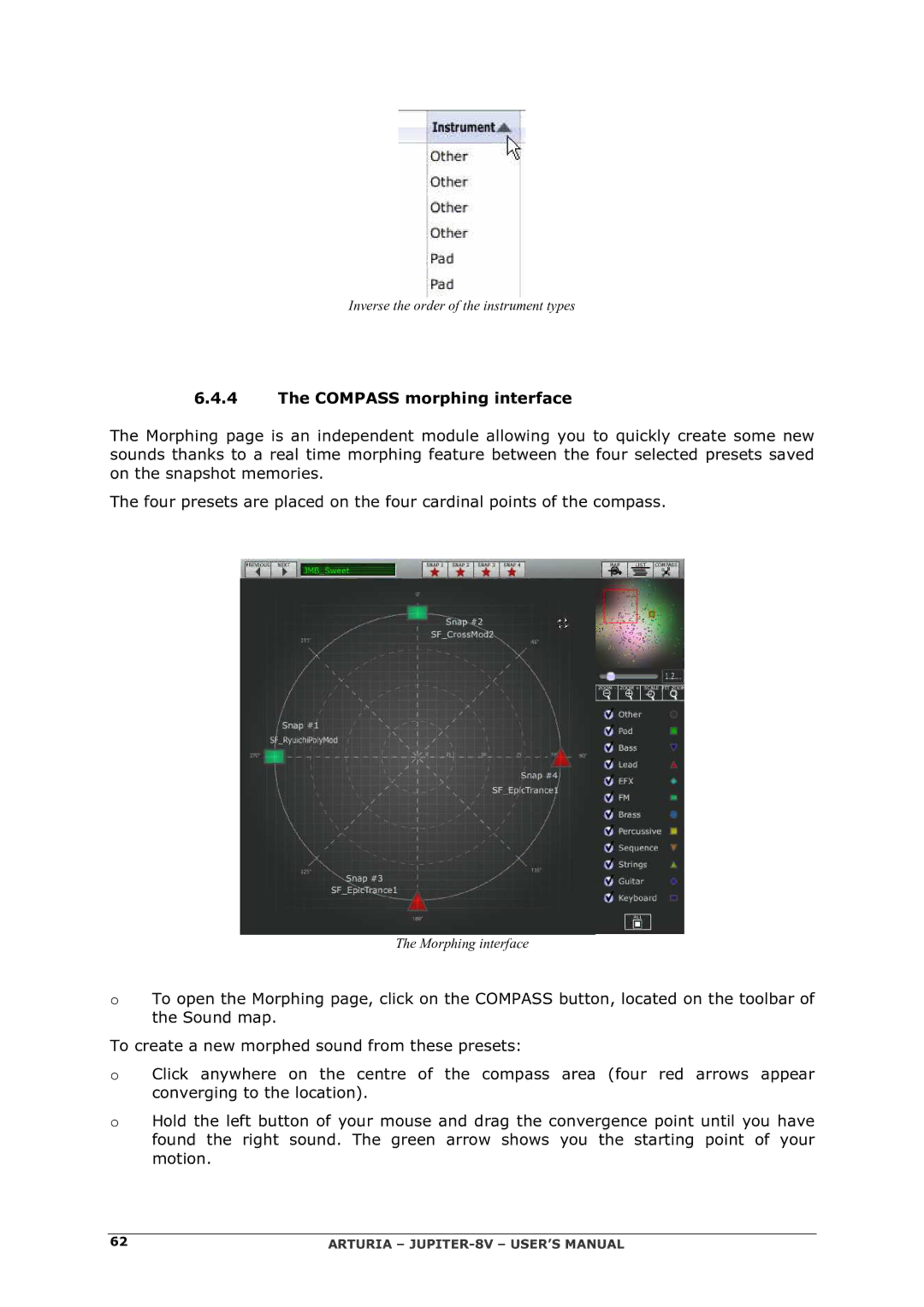 Arturia 2 manual Compass morphing interface 