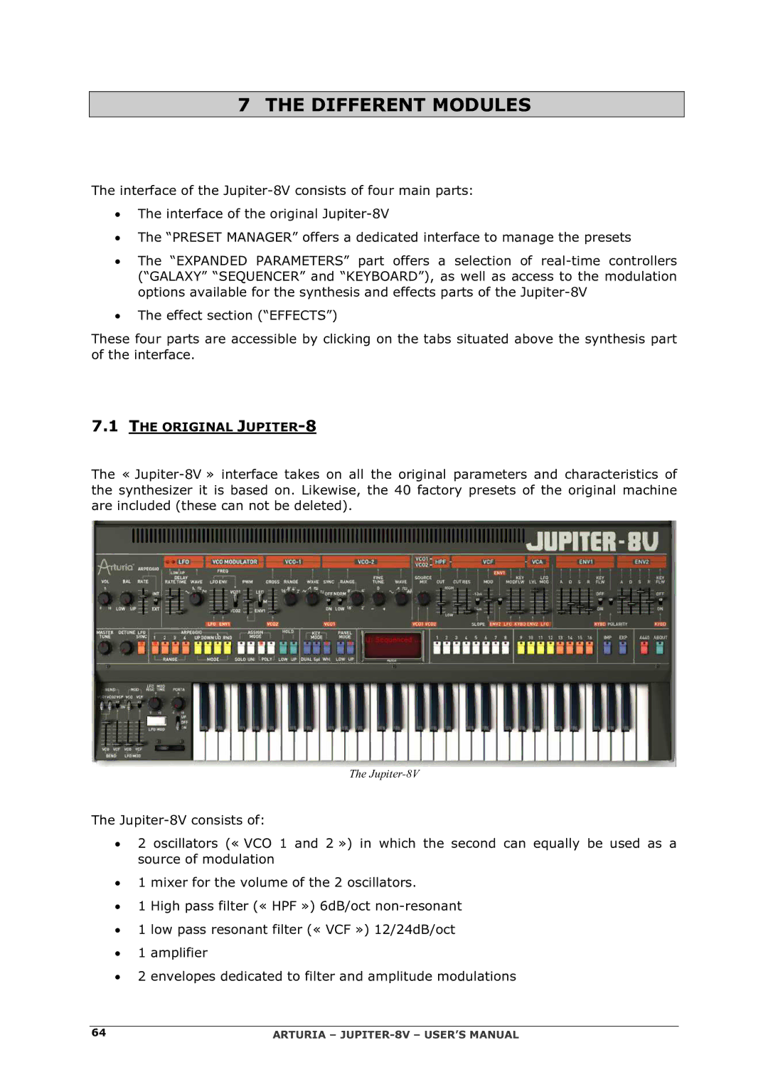 Arturia 2 manual Different Modules, Original JUPITER-8 