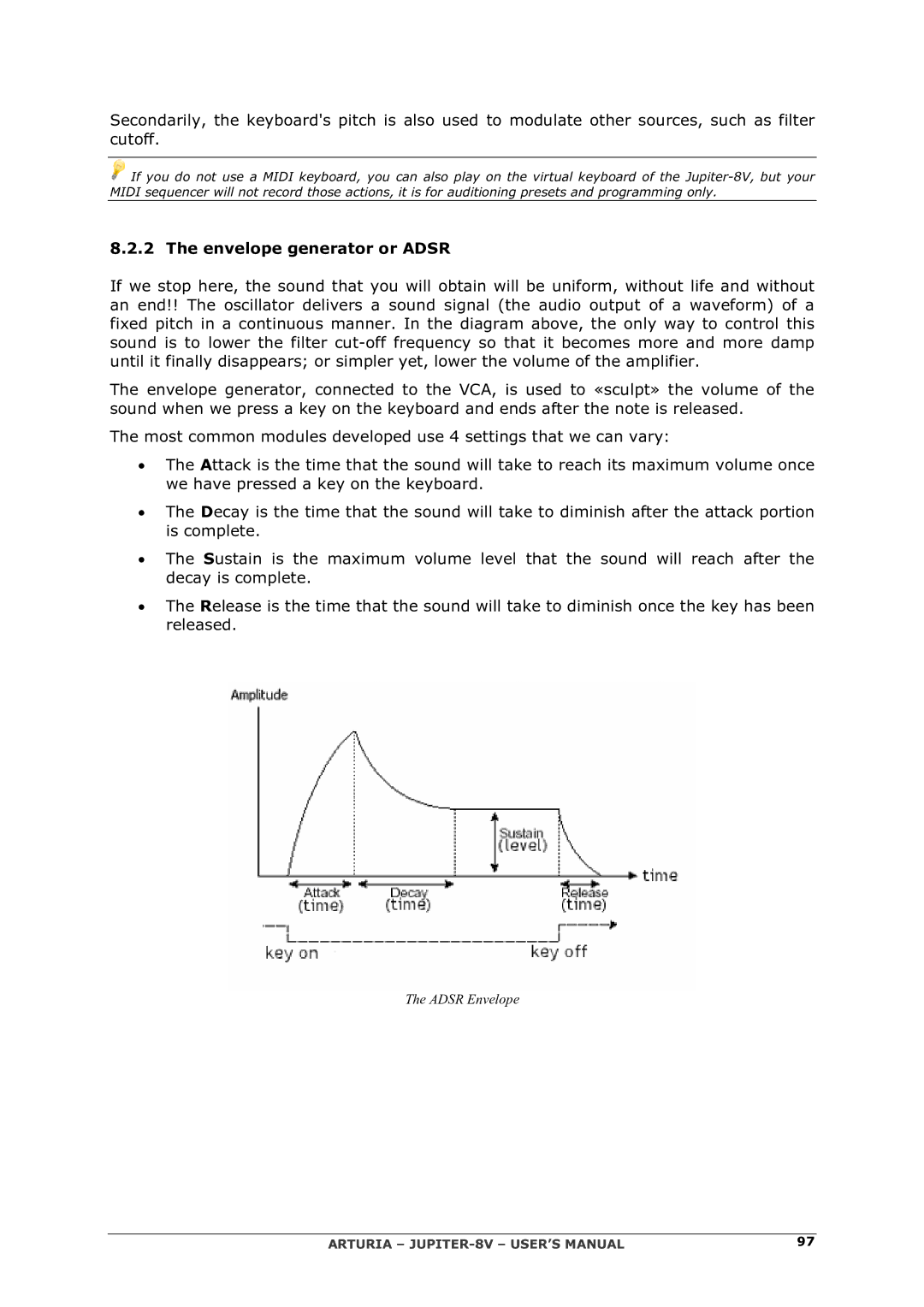 Arturia 2 manual Envelope generator or Adsr 