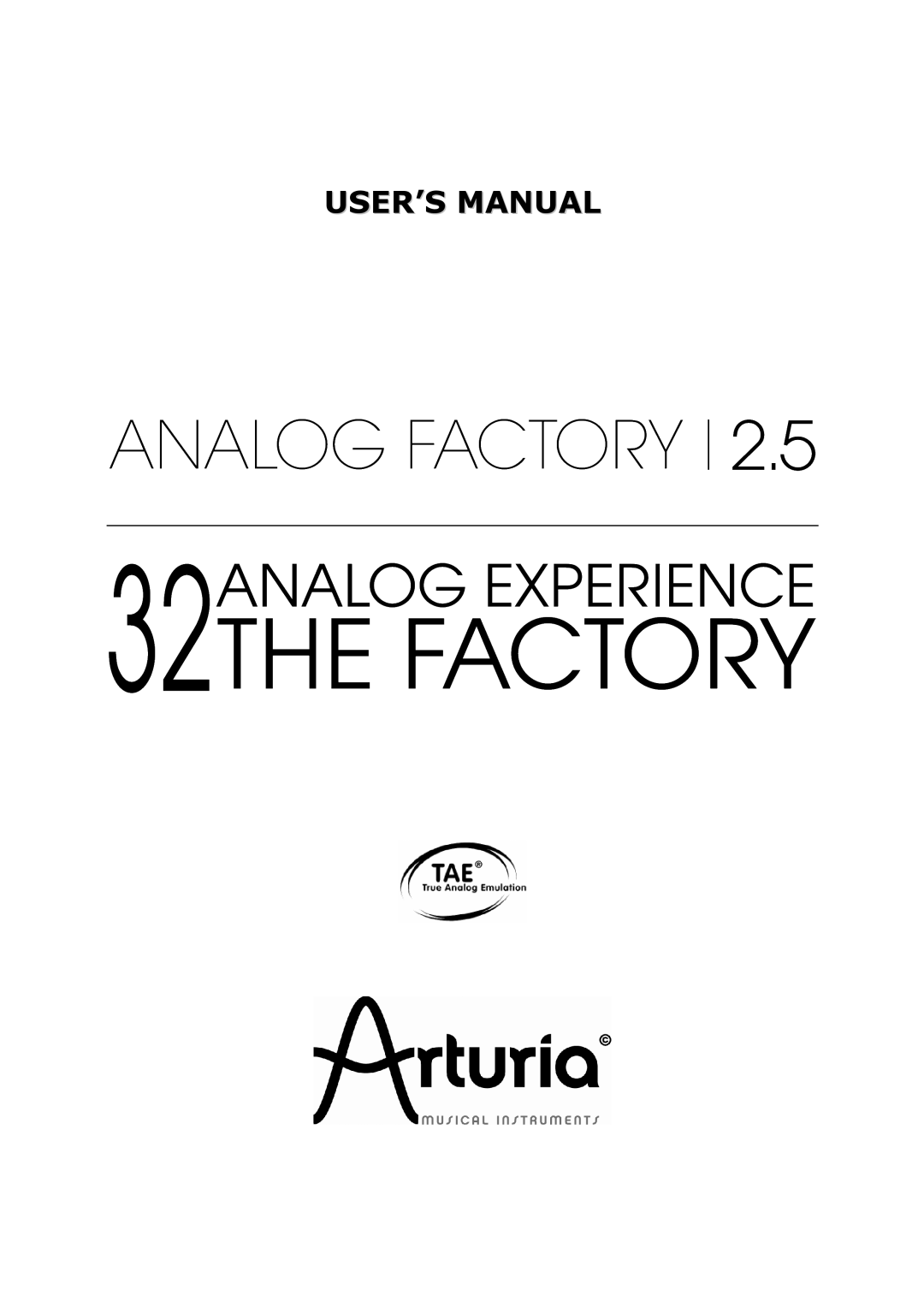 Arturia 2.5 manual USER’S Manual 