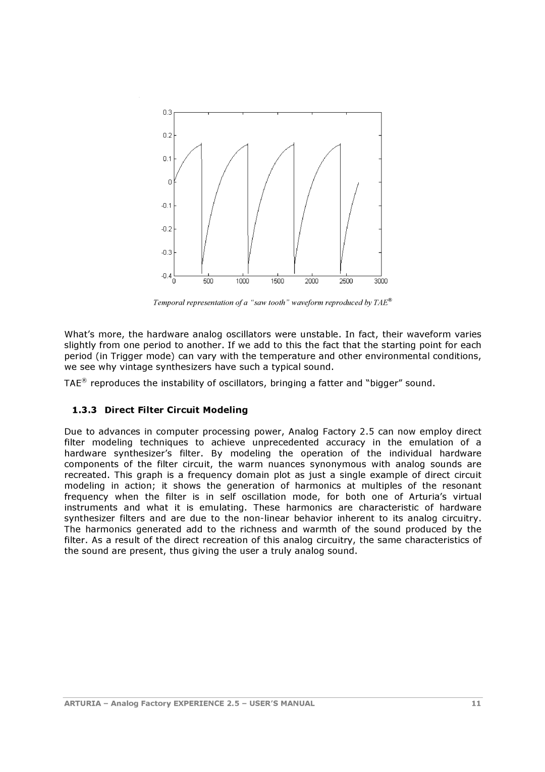 Arturia 2.5 manual Direct Filter Circuit Modeling 