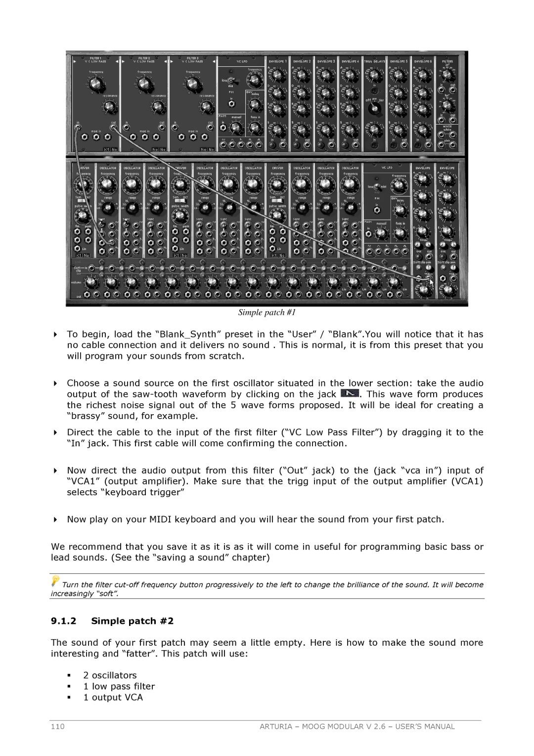 Arturia 2.6 manual Simple patch #2 