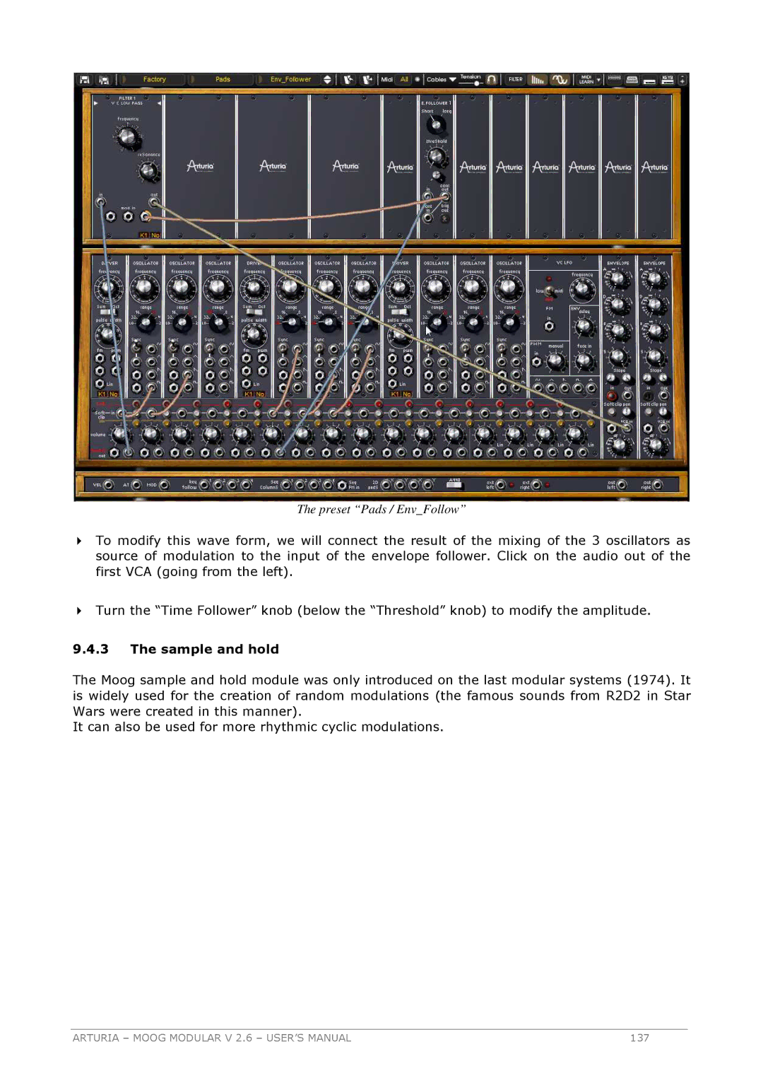 Arturia 2.6 manual Preset Pads / EnvFollow 