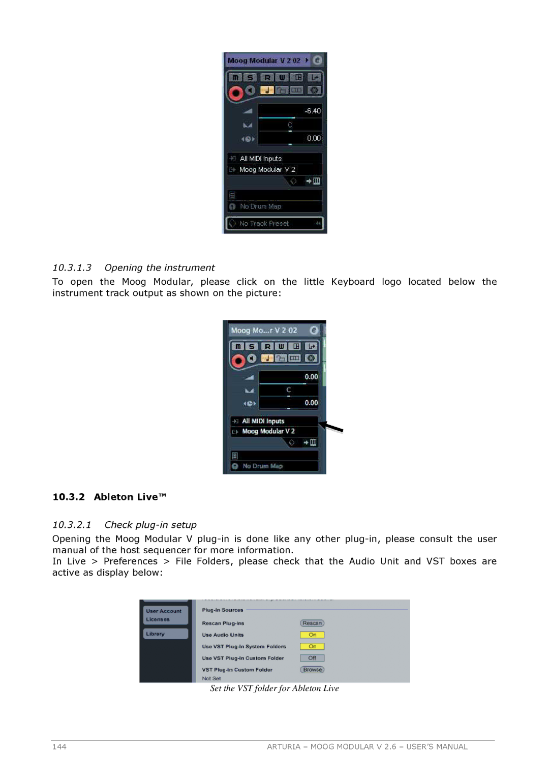 Arturia 2.6 manual Opening the instrument, Ableton Live 