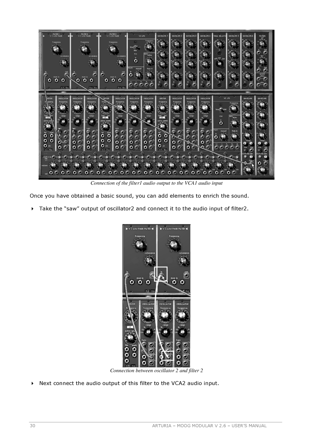 Arturia 2.6 manual Connection between oscillator 2 and filter 