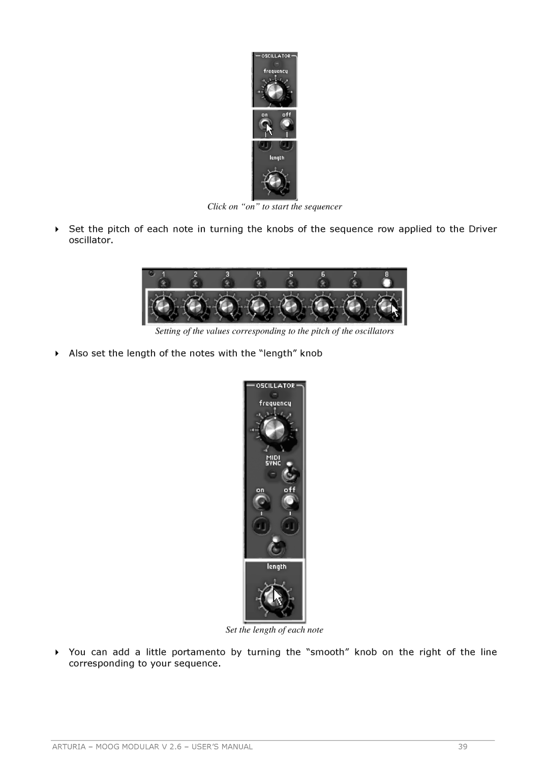 Arturia 2.6 manual Also set the length of the notes with the length knob 