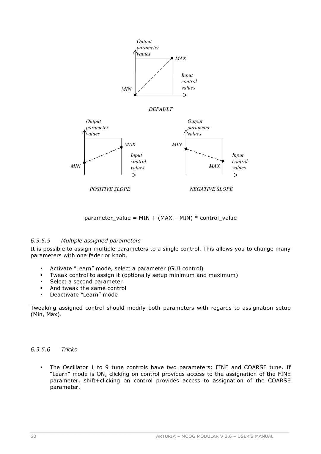 Arturia 2.6 manual Multiple assigned parameters, Tricks 