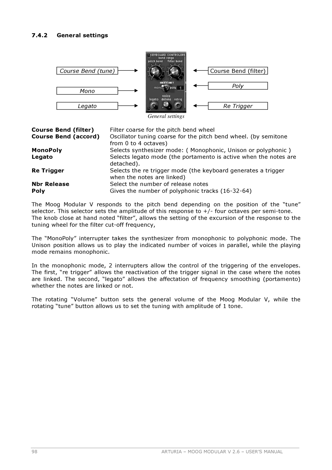 Arturia 2.6 manual General settings 