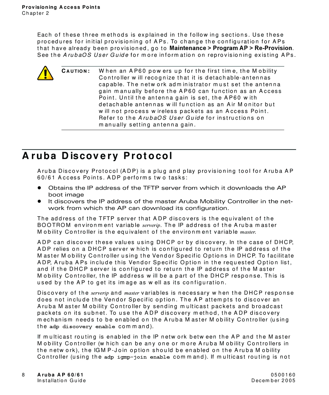 Aruba Networks Aruba AP 60/61 manual Aruba Discovery Protocol 