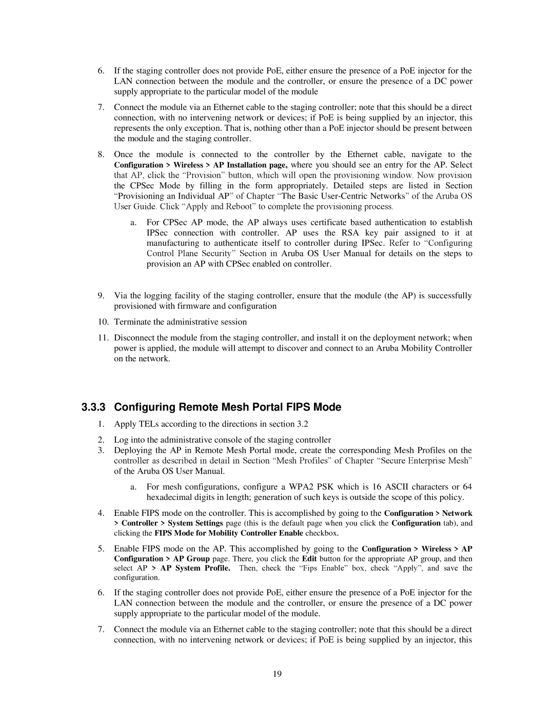 Aruba Networks FIPS 140-2 manual Configuring Remote Mesh Portal Fips Mode 
